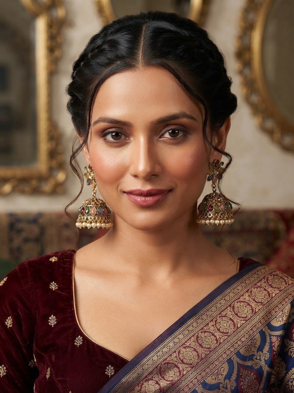 Traditional Gold-Tone Multicolor Jhumka Earrings - Women Jewelry